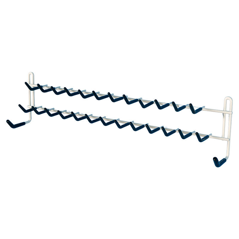 Wall mounted coat rack with 27 hooks, white
