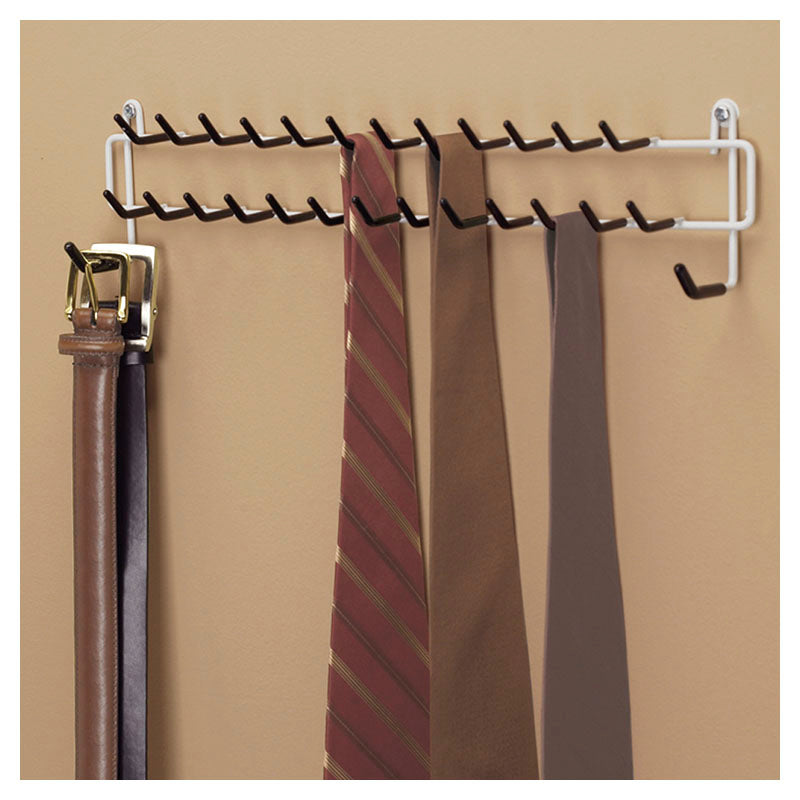 Wall mounted coat rack with 27 hooks, white
