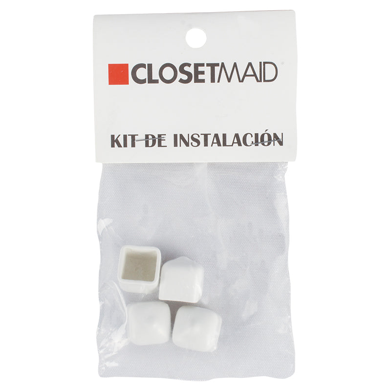 Paquete 4 tapones de resina para paral de clóset 1,5 x 1,5 cm blancos