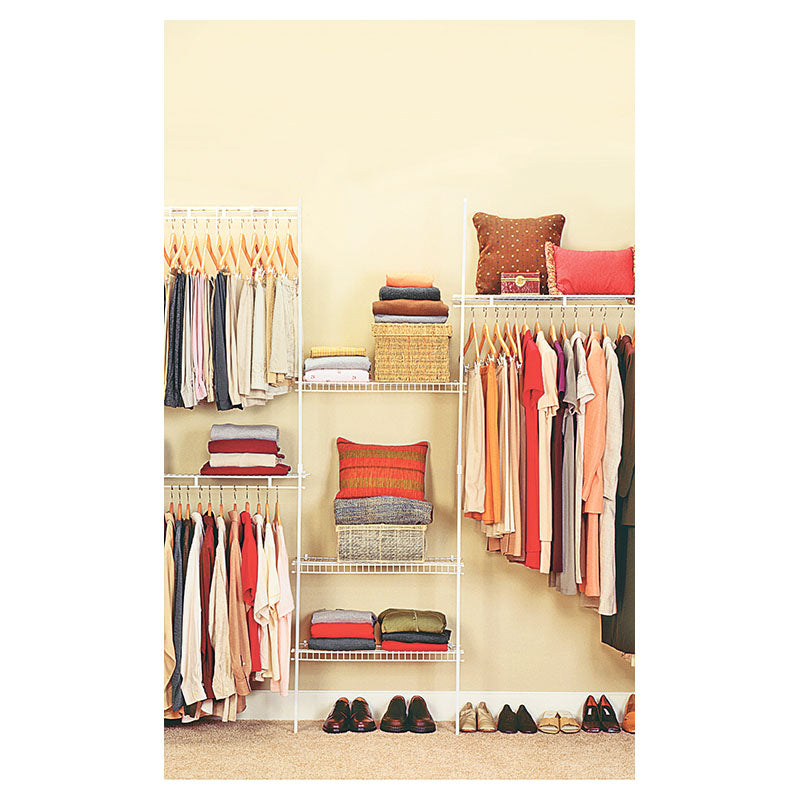 Adjustable white steel wire closet shelving 91 to 244 cm x 30 cm