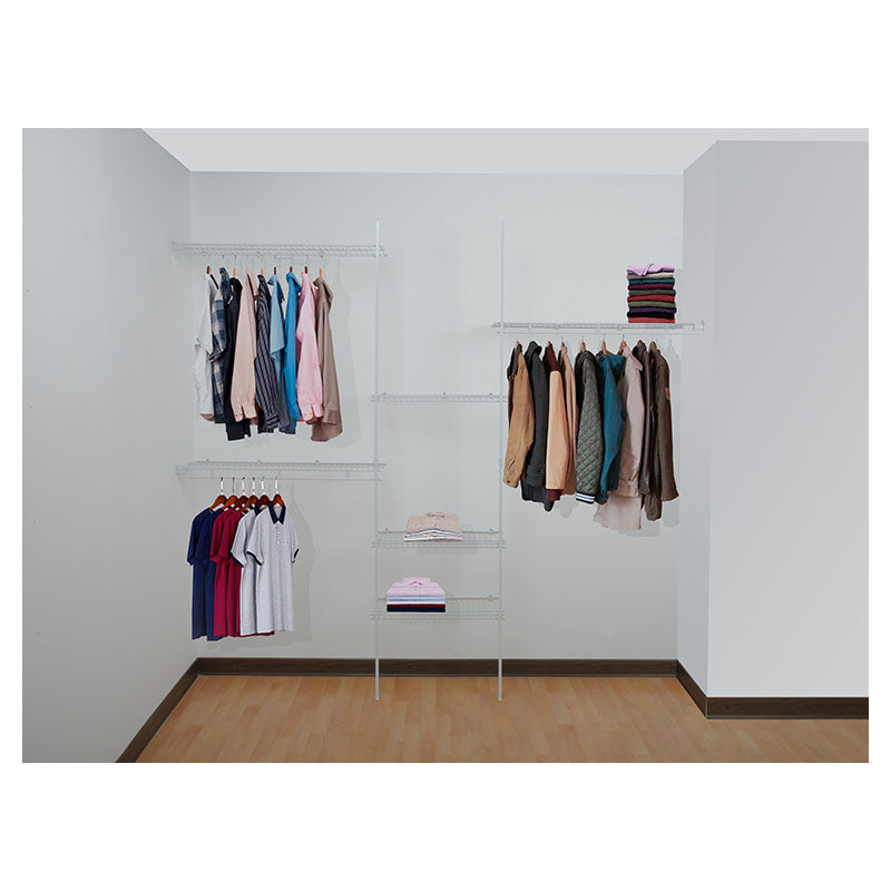 Adjustable white steel wire closet shelving 91 to 244 cm x 30 cm