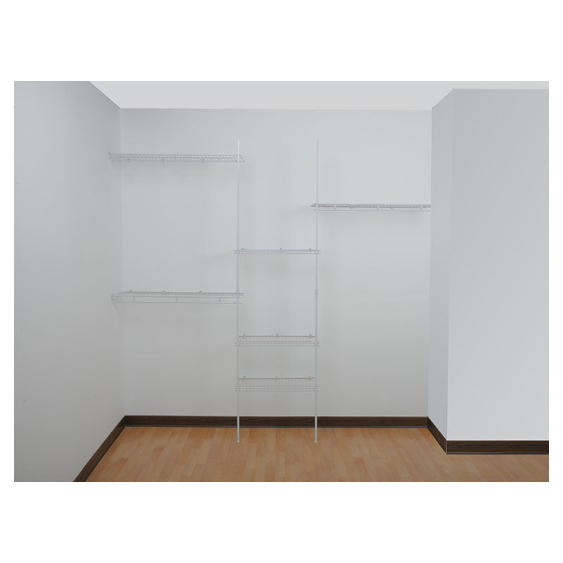 Adjustable white steel wire closet shelving 91 to 244 cm x 30 cm