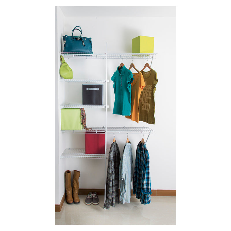 Adjustable white steel wire closet 122 to 183 x 40 cm deep