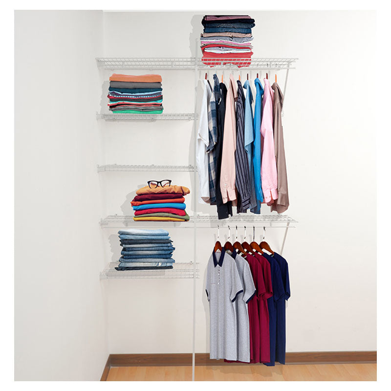 Adjustable white steel wire closet 122 to 183 x 40 cm deep