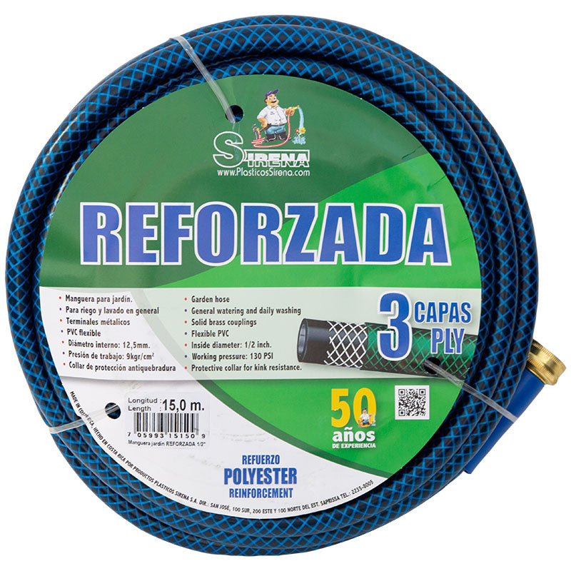Manguera reforzada 15 m x 1/2" 130 psi