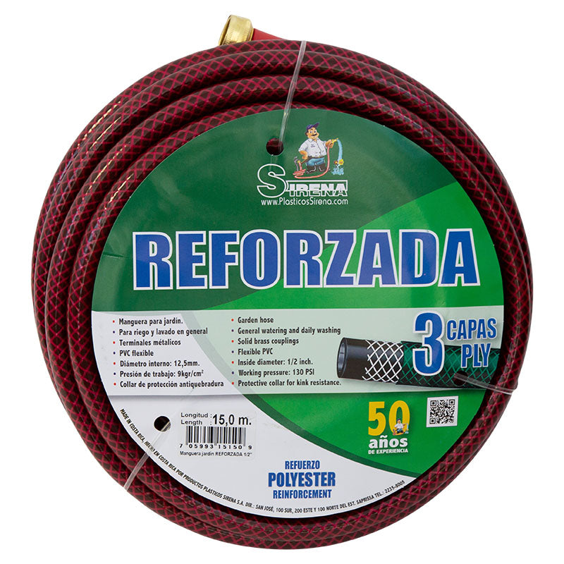 Manguera reforzada 15 m x 1/2" 130 psi