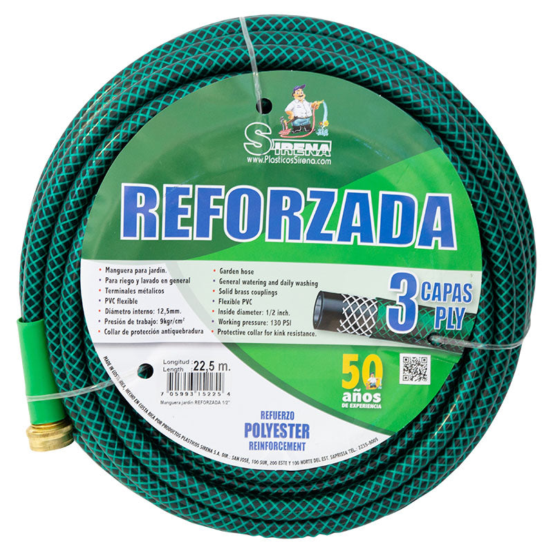 Manguera reforzada 22,5 m x 1/2" 130 psi