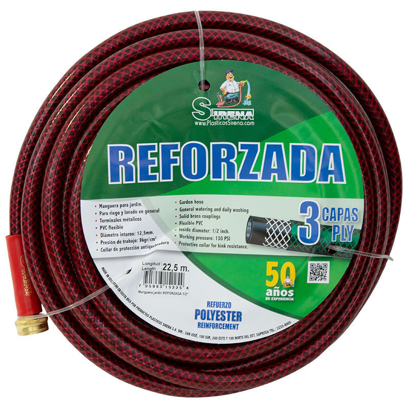 Manguera reforzada 22,5 m x 1/2" 130 psi