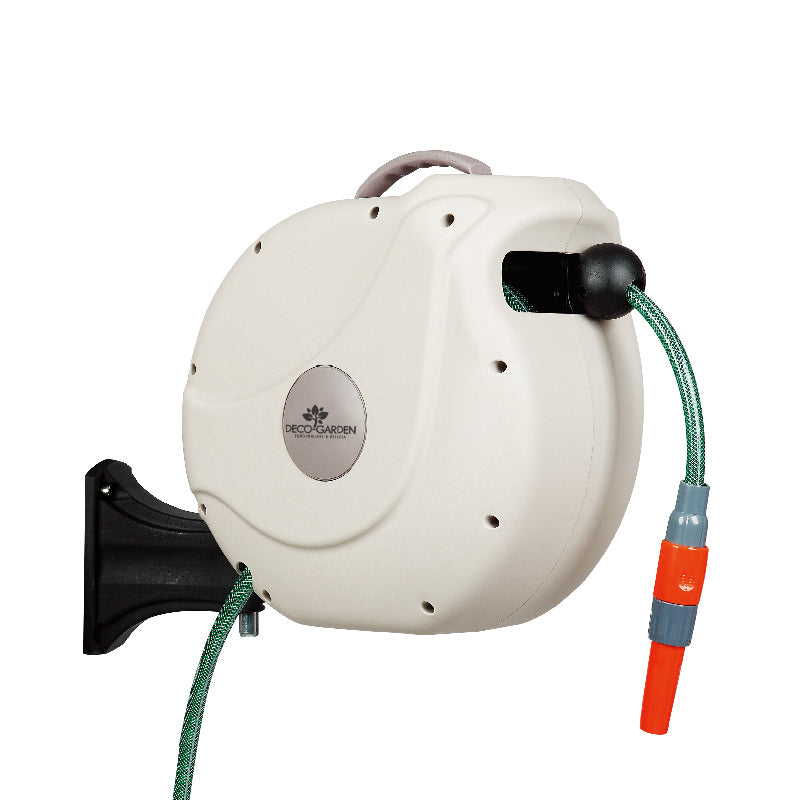Arrollador retráctil plástico con manguera 1/2" 20 m