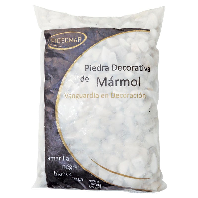 Piedra decorativa mármol blanca 1/2" 2 kg