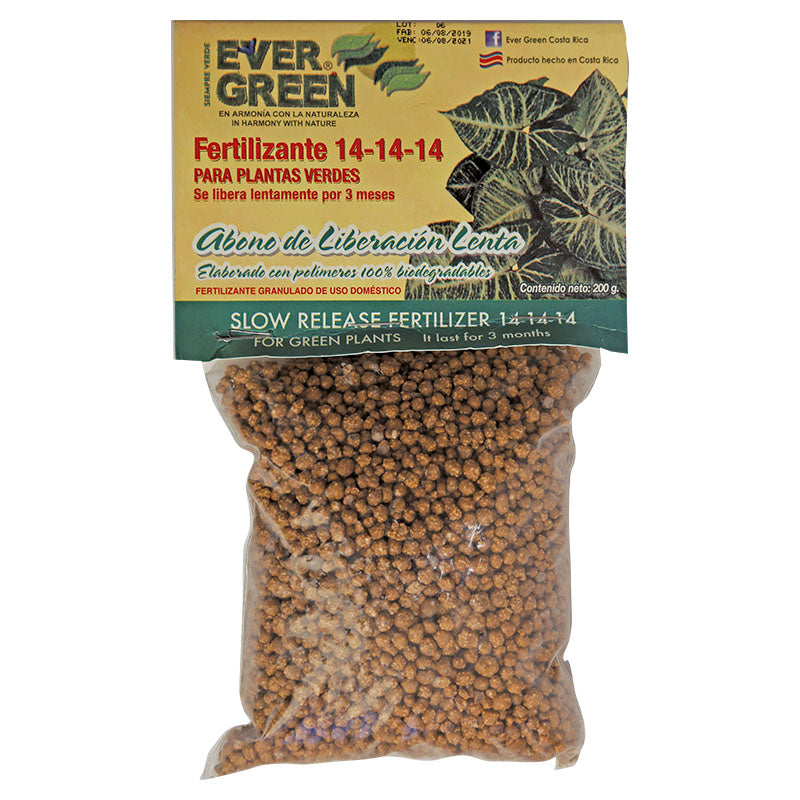 Abono de liberación lenta para plantas verdes 14-14-14 200 g
