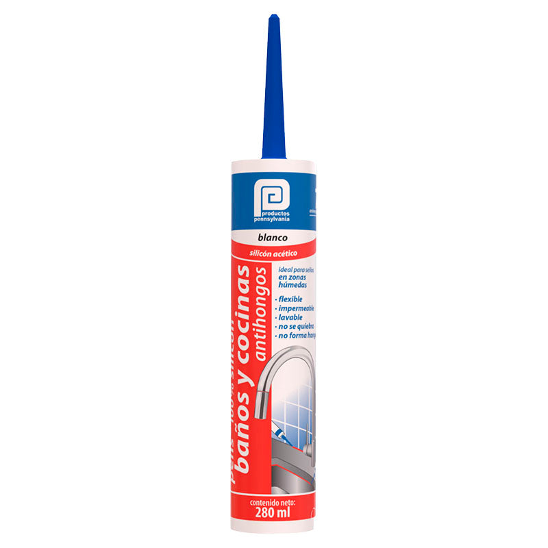 Silicone for bathrooms and kitchens, anti-mold, 280 ml, white