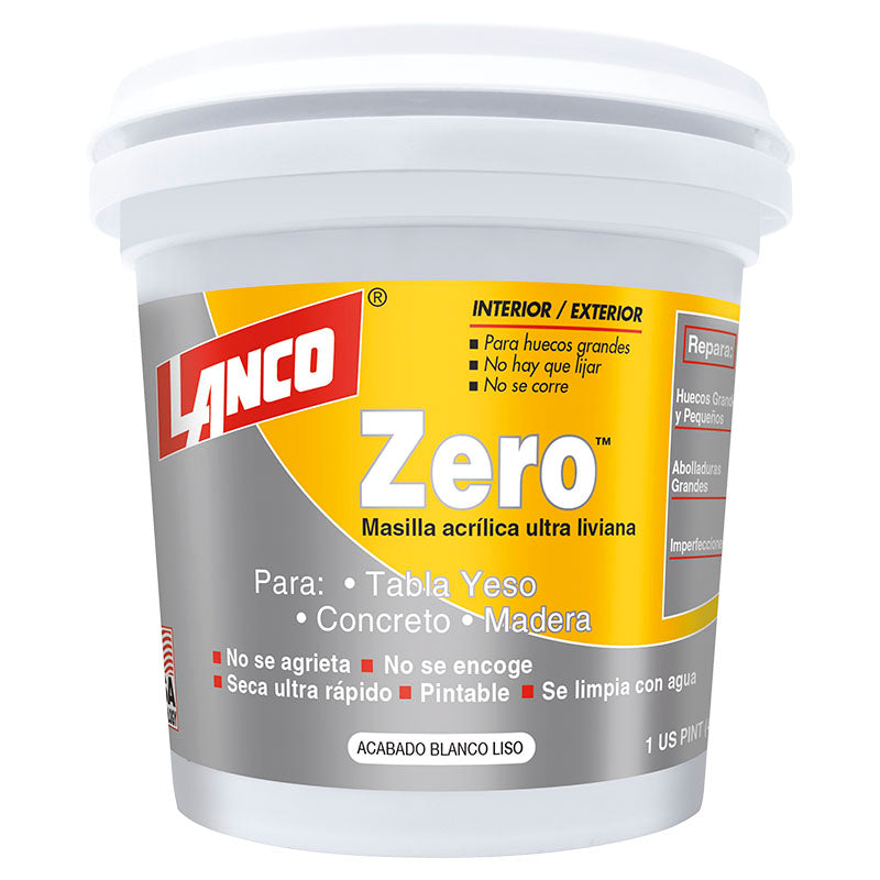 Masilla acrílica ultra liviana Zero blanca 1/8 gal