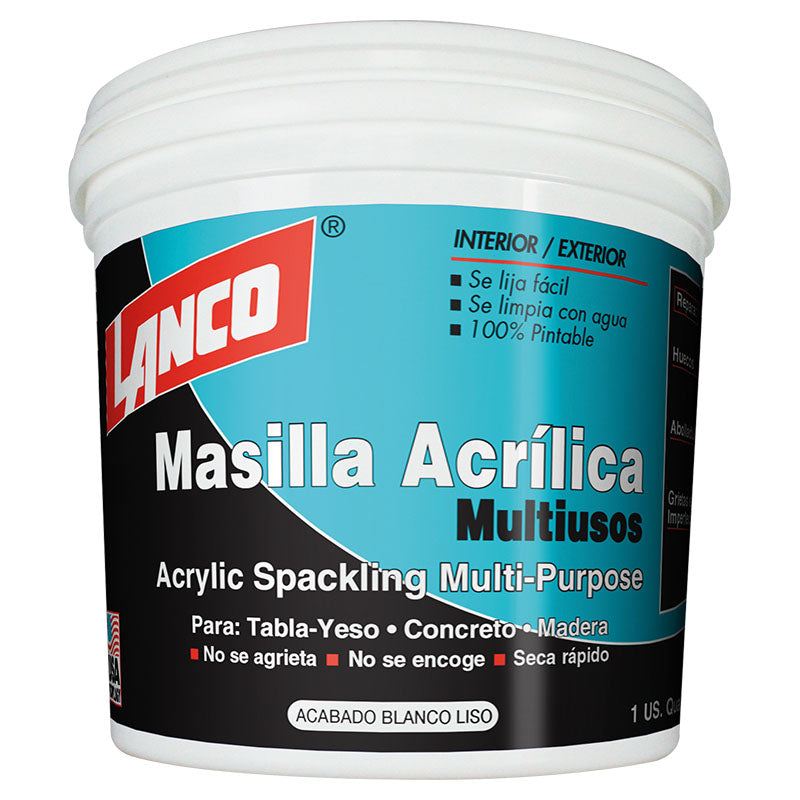 Masilla acrílica multiusos blanca 1/4 gal