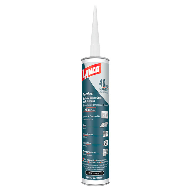 Sellador elastomérico poliuretano PolyFlex para juntas 300 ml negro