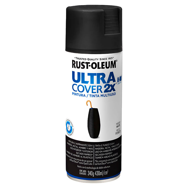 Spray ultra cover 2x negro mate 340 g