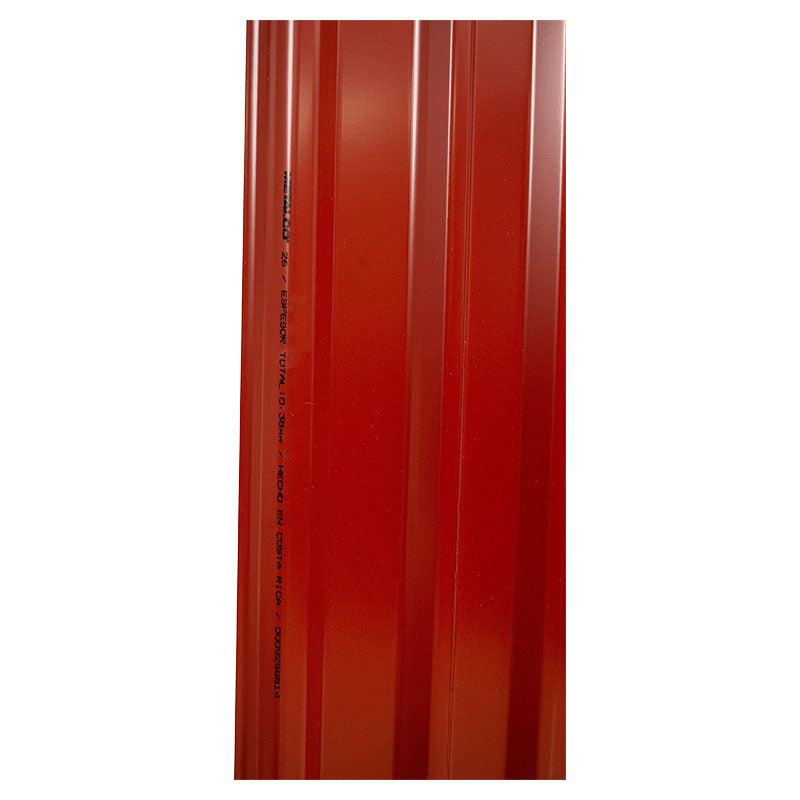 Lámina techo rectangular hierro # 26 0.46 mm 106 x 366 cm rojo metalco