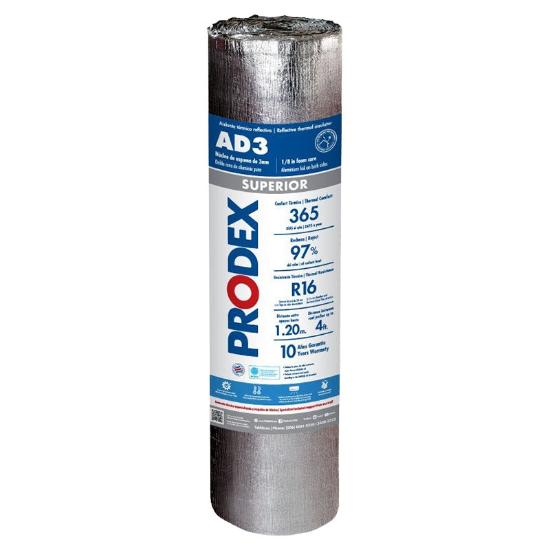 Aislante térmico 2 caras Prodex AD3 3 mm 1,22 x 10 m