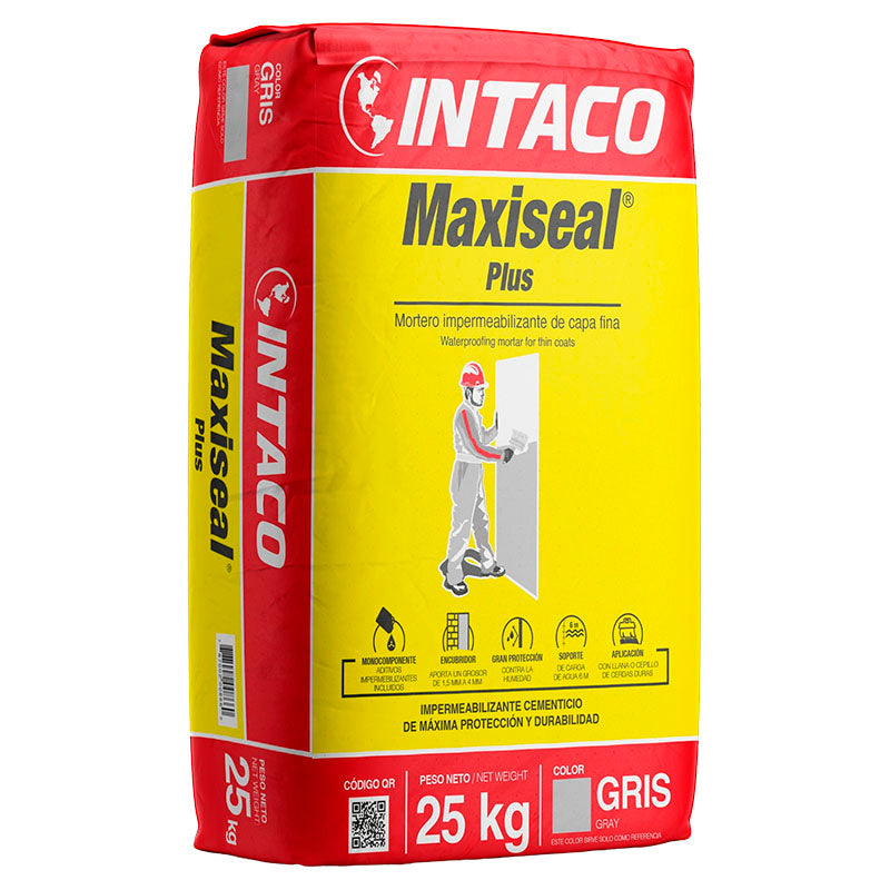Mortero impermeabilizante Maxiseal Plus gris fino 25 kg INTACO