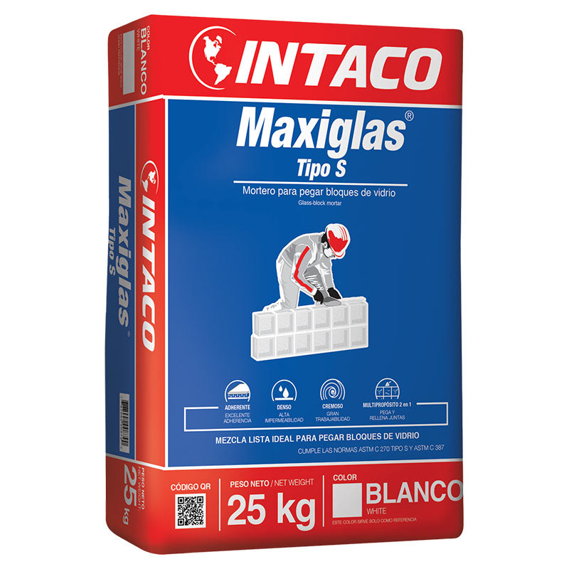 Pegamento para vidrio block Maxiglas blanco 25 kg