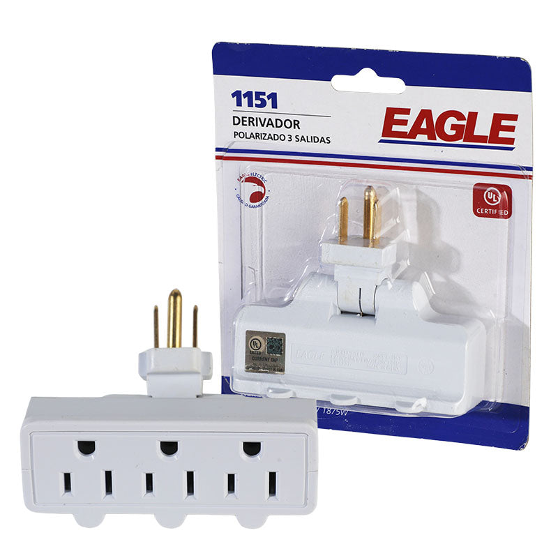 Grounded 1-to-3 Outlet Converter, 15A 125V 60Hz
