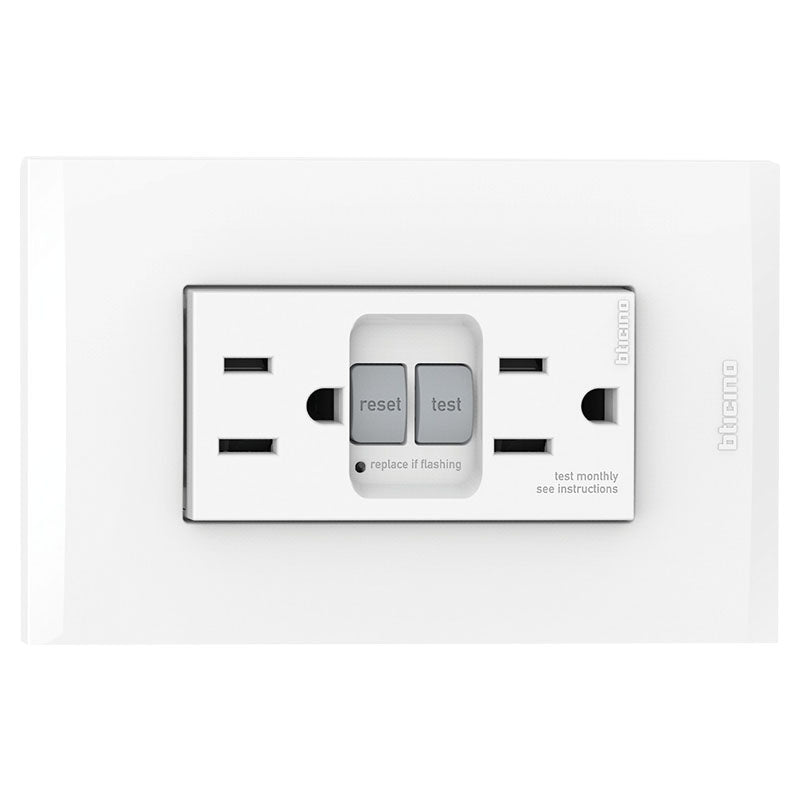 Tomacorriente duplex 2 polos + tamper autotest blanco