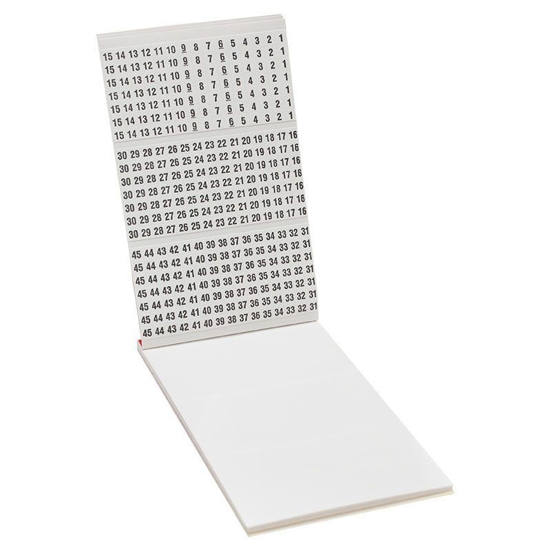 Libreta con marcadores para cable en numeración del 1 al 45