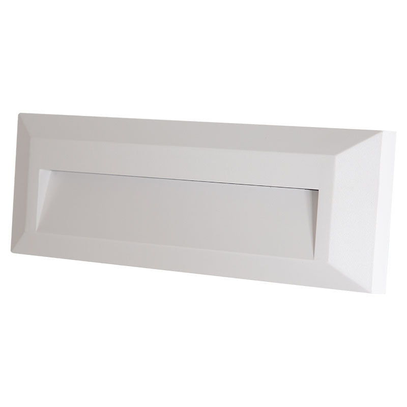 Rectangular white recessed LED wall light