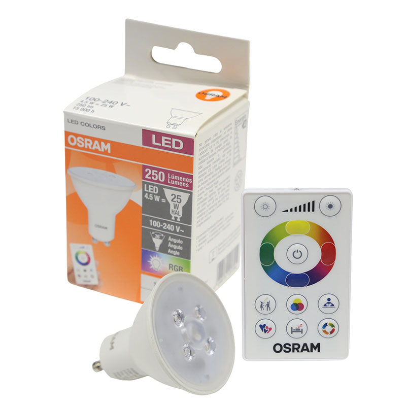 Bombillo led colores PAR16 con control GU10 5 W