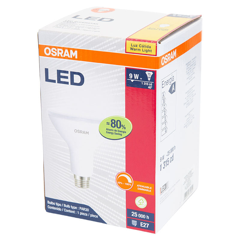 PAR30 9W LED bulb warm light 2,700K IP65 – Ferretería EPA