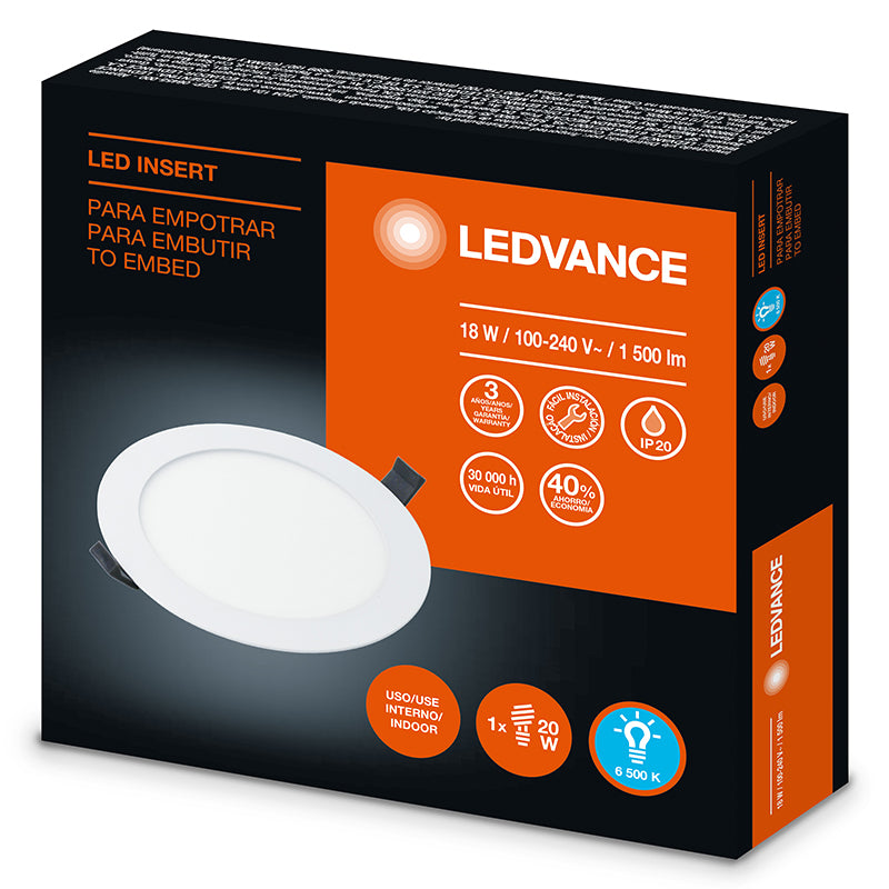 White round recessed LED light 9" 18 W
