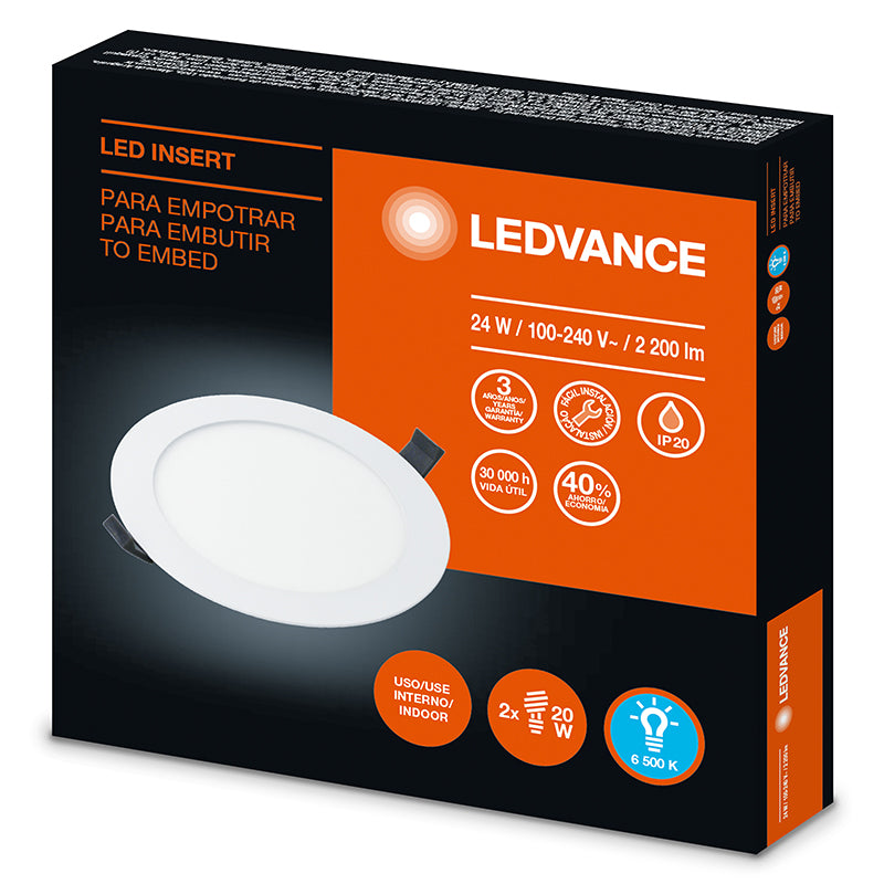 White round recessed LED light 12" 24W