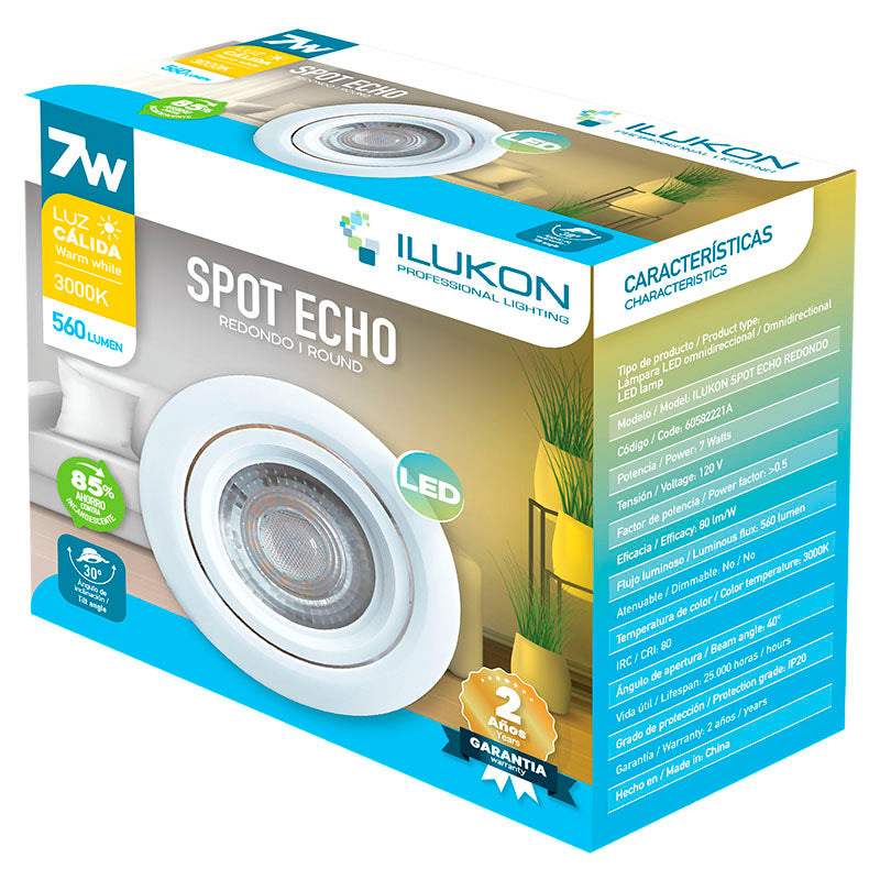 Empotrable led luz cálida redondo 120 V 7 W