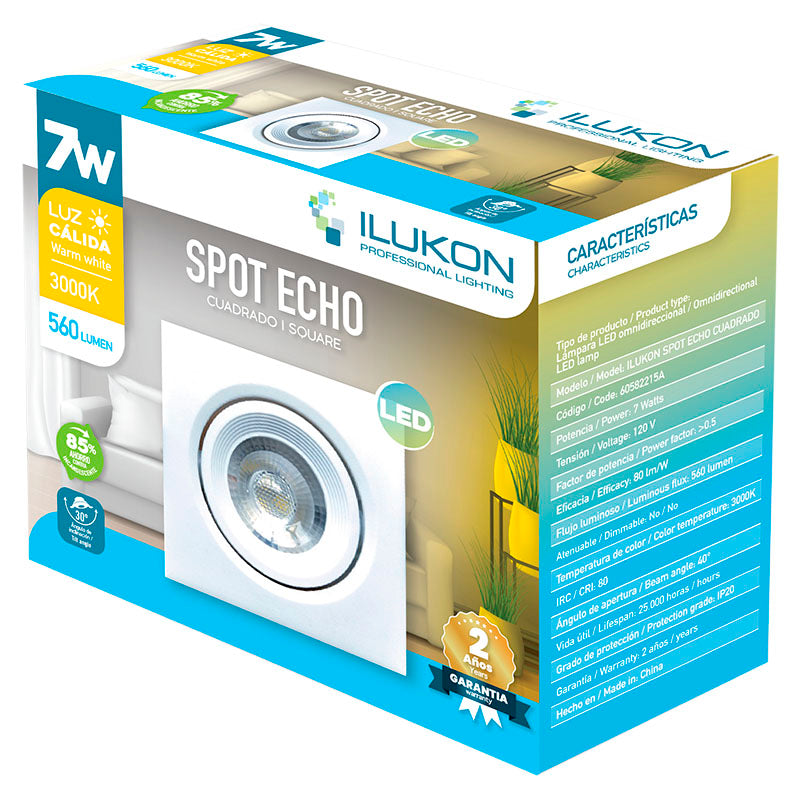 Empotrable led luz cálida cuadrado 120 V 7 W