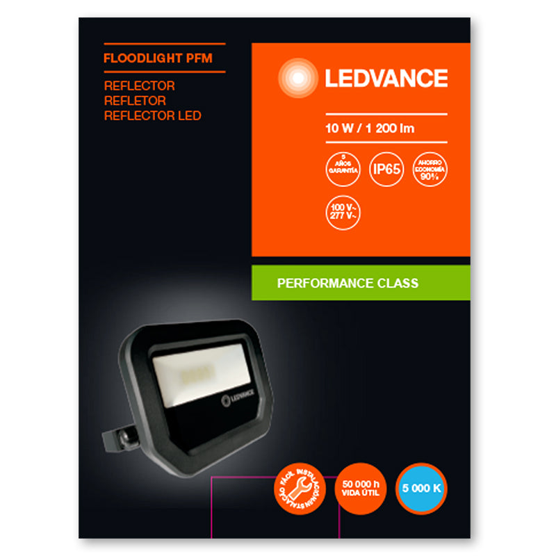 Reflector led exterior negro 10 W 6.500 K