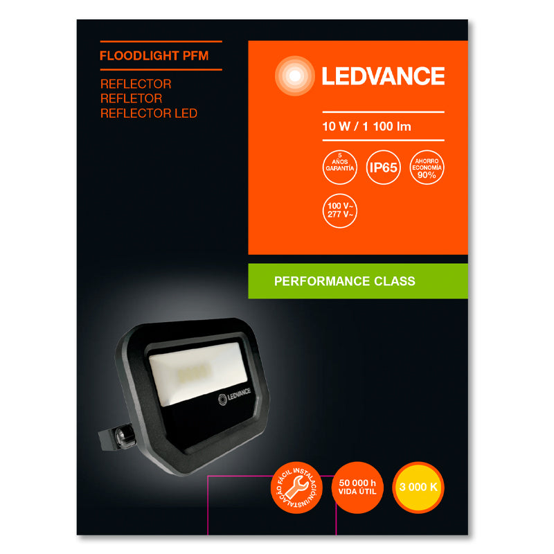 Reflector led exterior negro 10 W 3.000 K