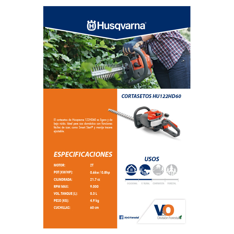 Cortasetos gasolina 24" 0.8 hp
