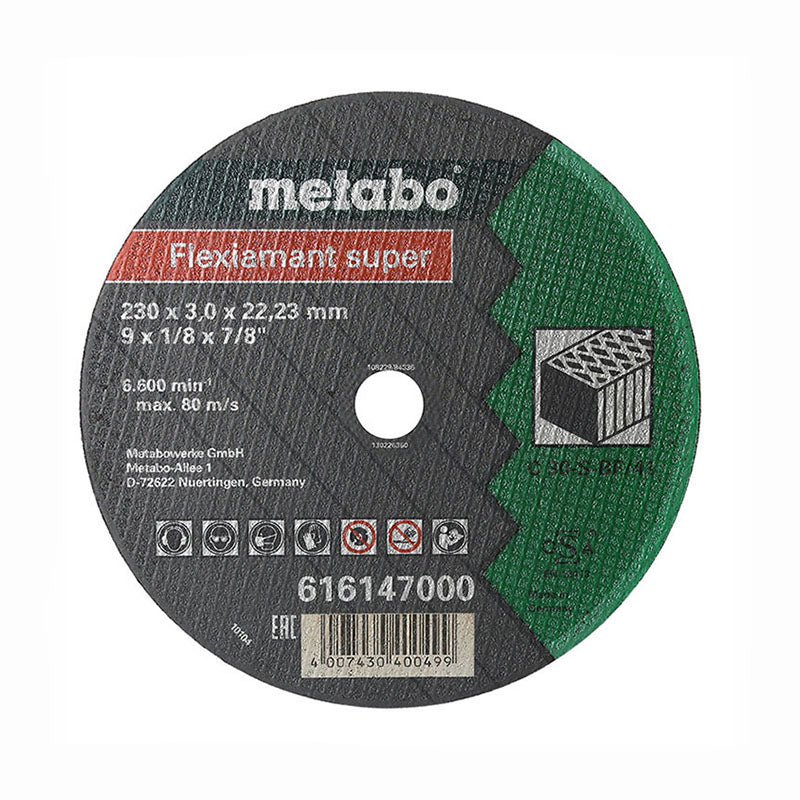 Disco de corte concreto 9" x 1/8" x 7/8" Metabo