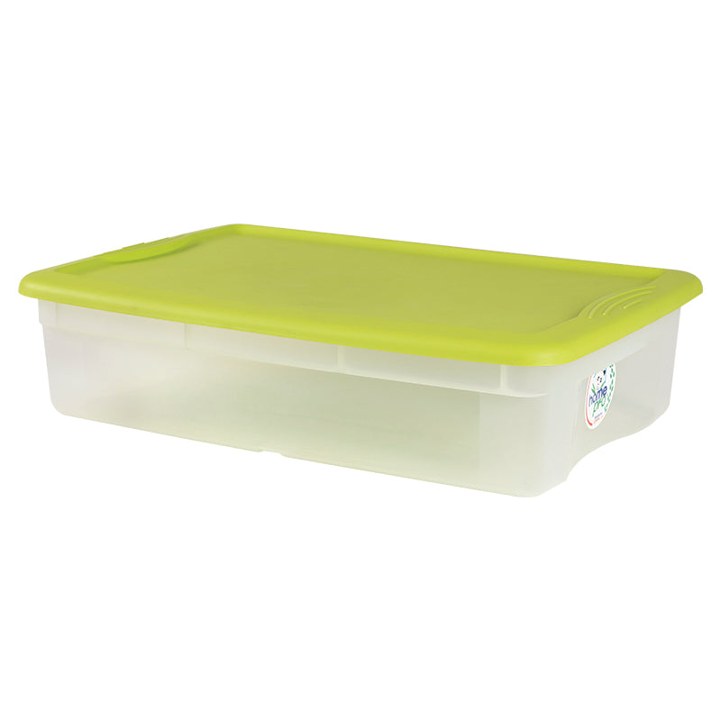 Caja organizadora 30 litros transparente con tapa de colores variados