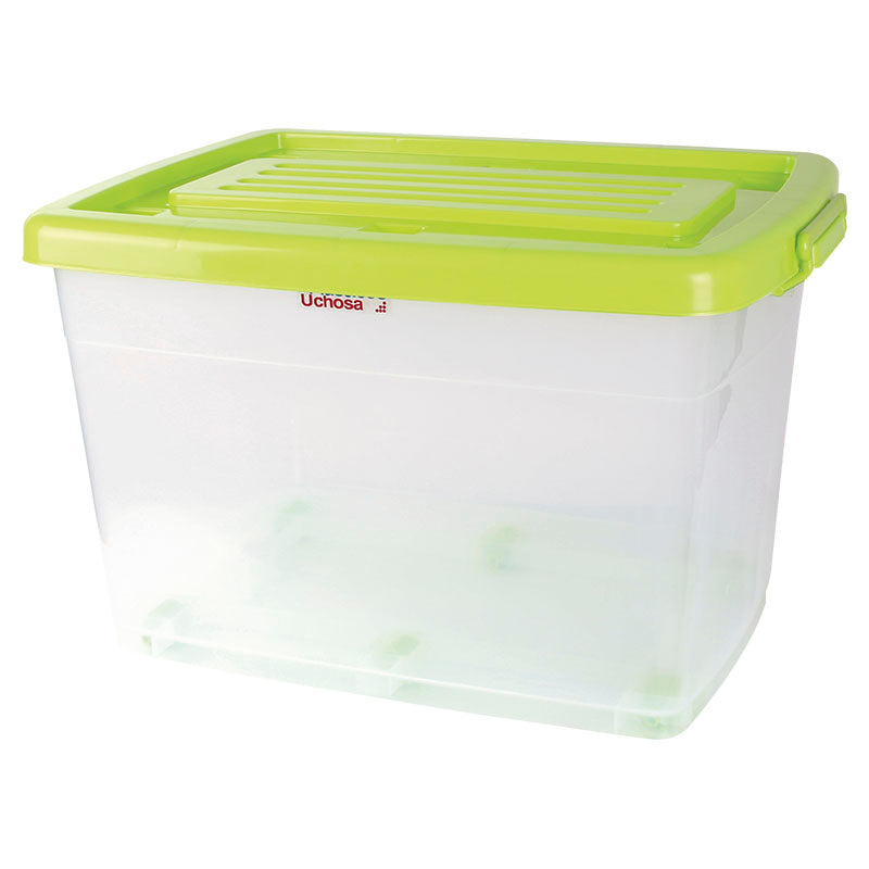 Caja multiuso 90 litros transparente con tapa de colores variados
