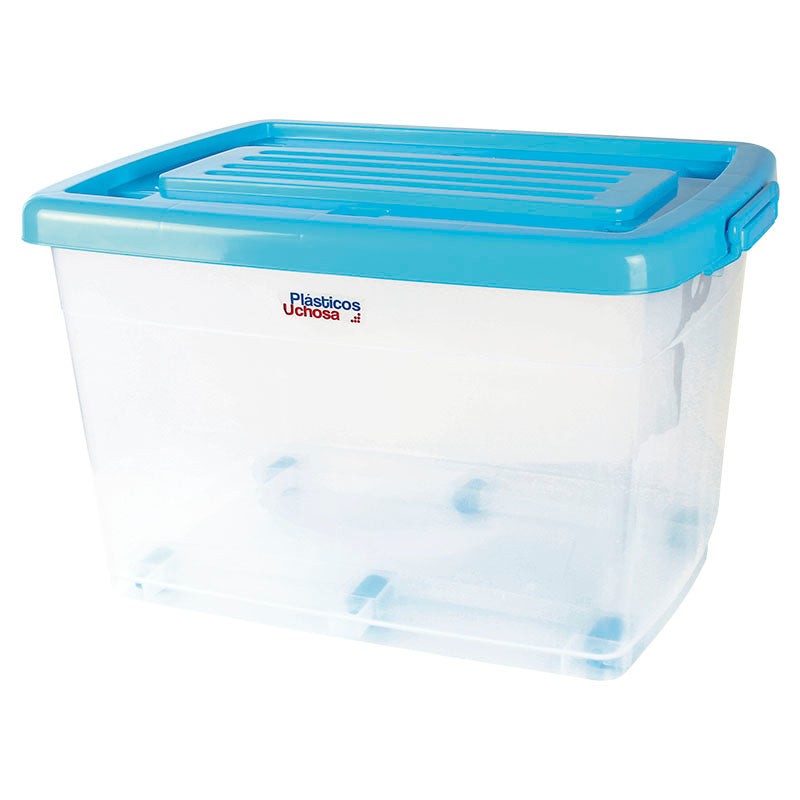 Caja multiuso 90 litros transparente con tapa de colores variados