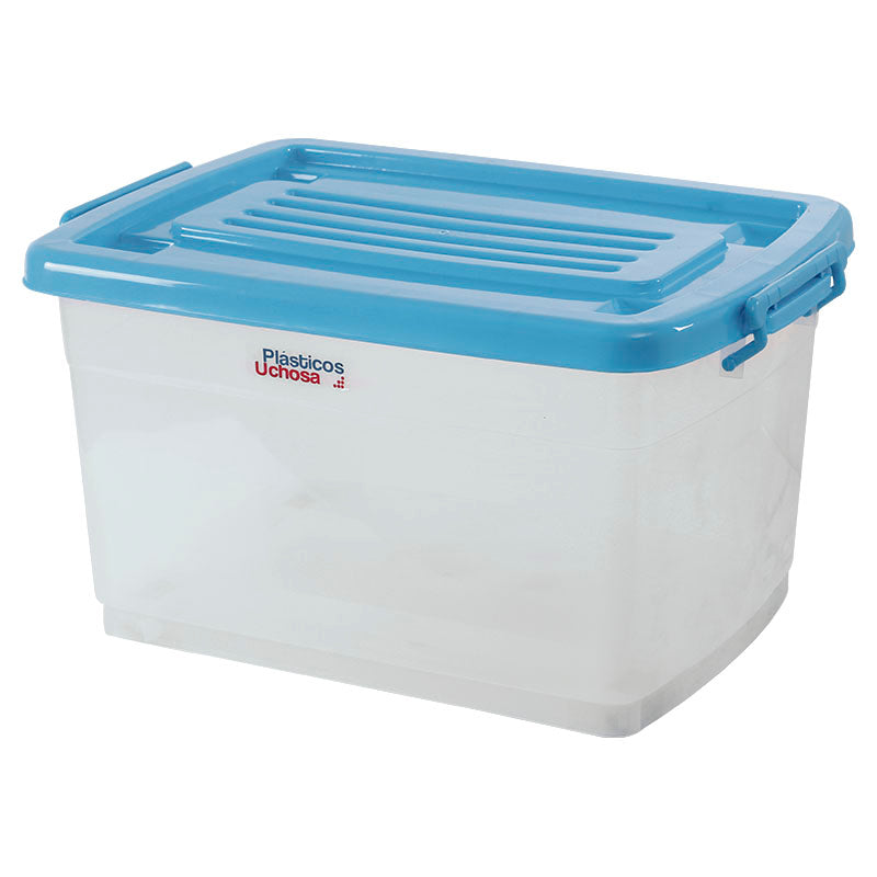 Caja multiuso 45 litros transparente con tapa de colores variados