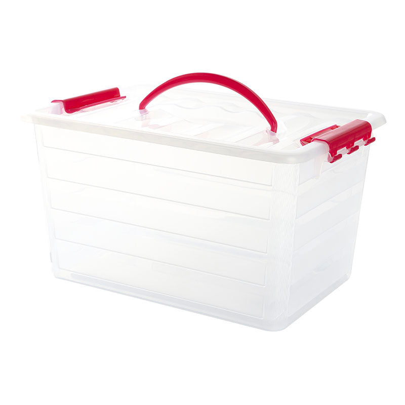 Multipurpose 10L transparent box with colored locking clips