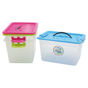 Set 3 cajas multiuso 6 litros transparente con tapa de colores variados