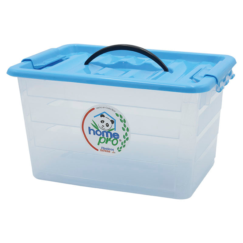 Set 3 cajas multiuso 6 litros transparente con tapa de colores variados