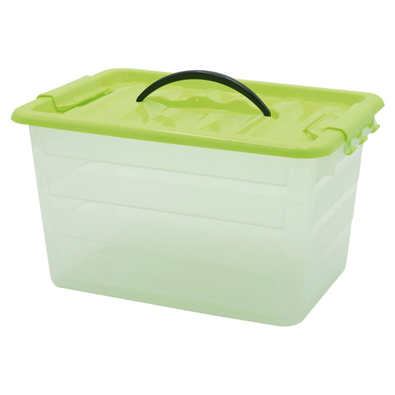 Set 3 cajas multiuso 6 litros transparente con tapa de colores variados