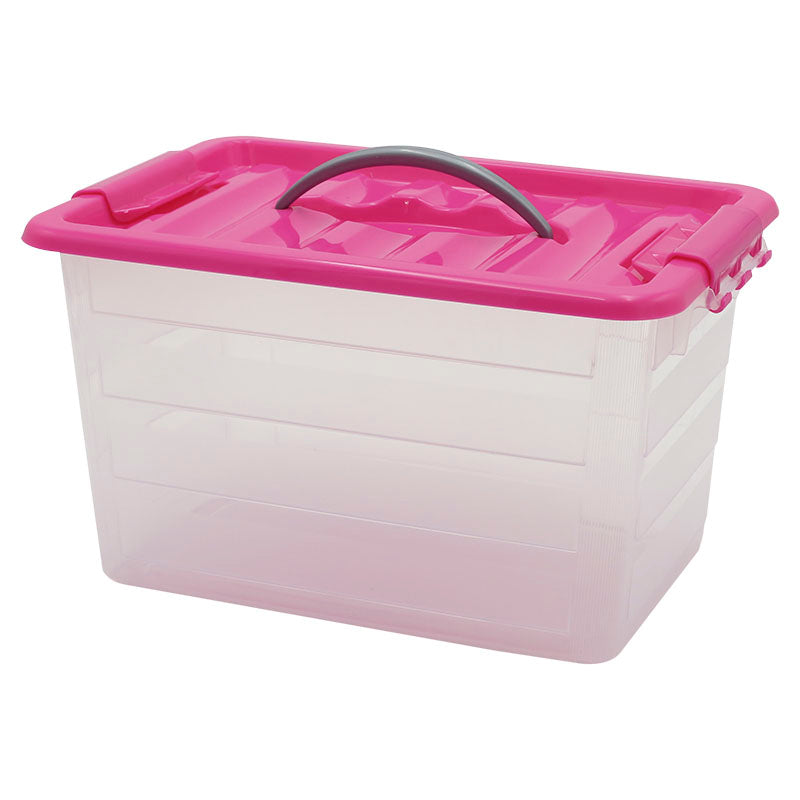 Set 3 cajas multiuso 6 litros transparente con tapa de colores variados