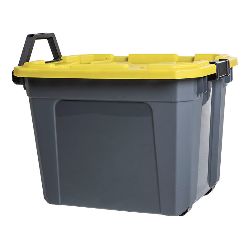 Heavy-duty storage trunk with wheels and handle, 88 liters