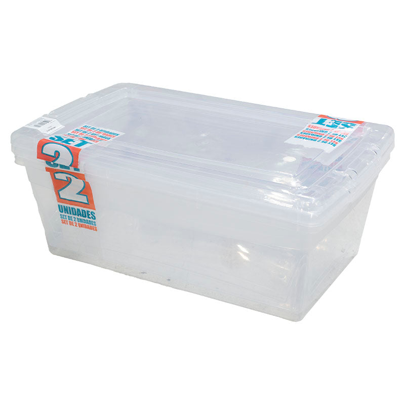 Set 2 cajas plásticas 6 litros transparente