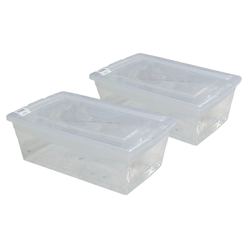 Set of 2 clear 6-liter plastic boxes